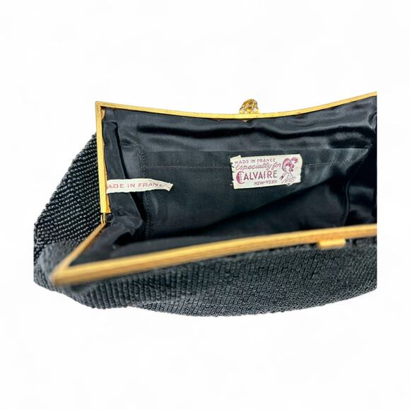 Vintage Calvaire Black Beaded Evening Clutch Purse | Made in France - Picture 3 of 13